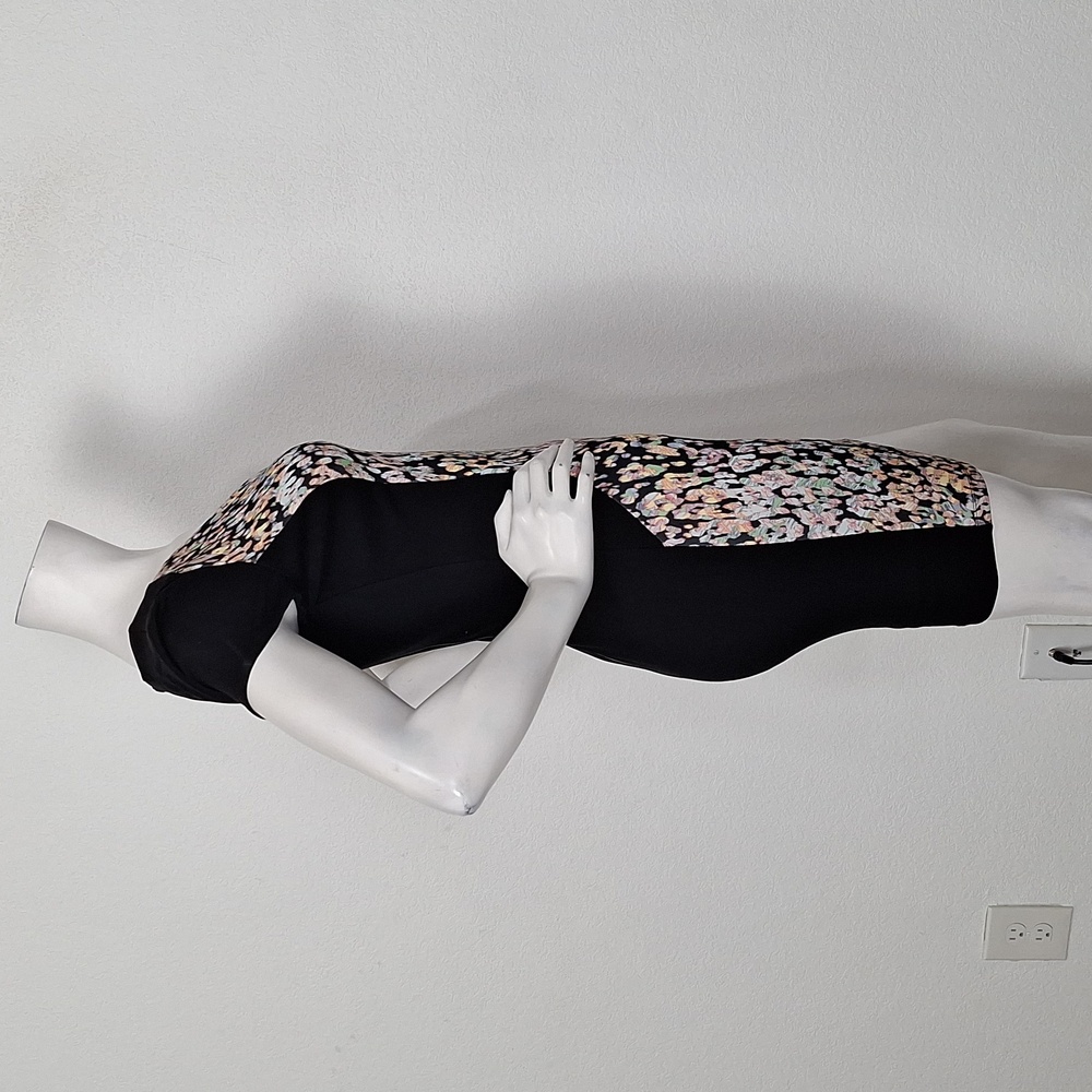 Bebe Black Multicolor Patterned V-Neck Scuba Nigh… - image 6